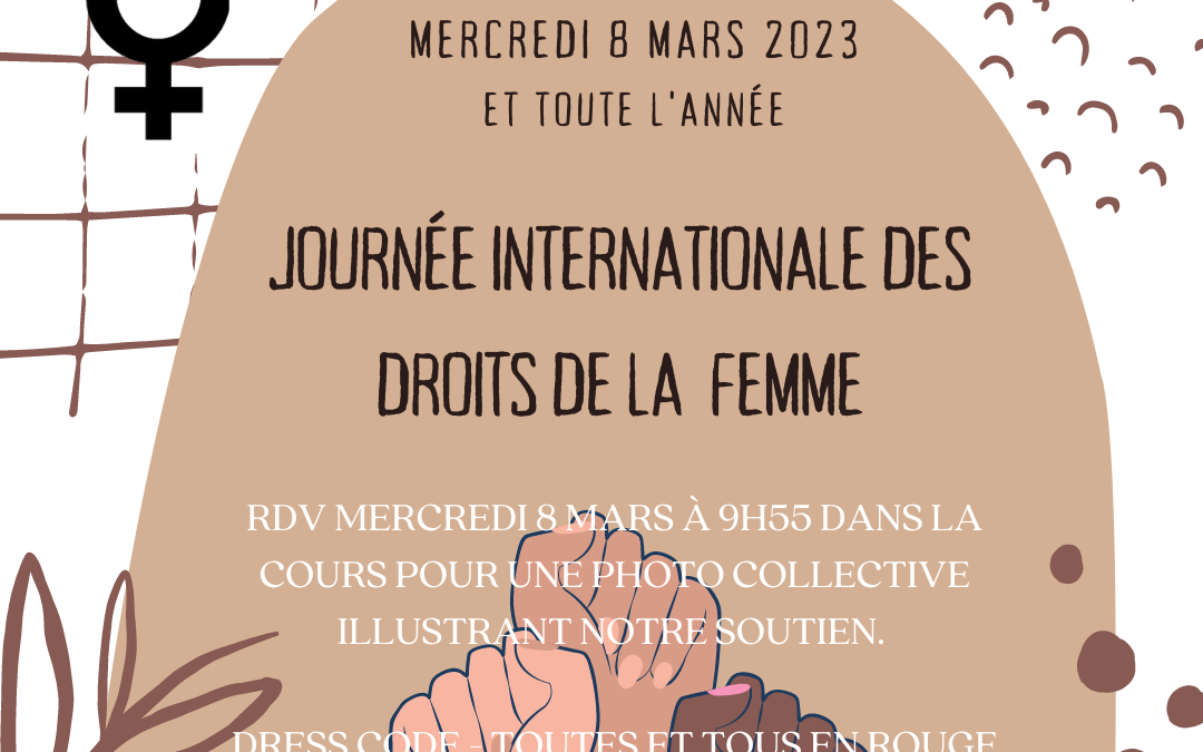 mercredi 8 mars 2023 – journée internationale des droits de la femme – Toutes et tous ensemble!